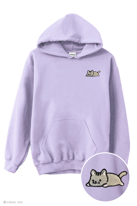 Relaxing Kitty Embroidered Hoodie – Visual You