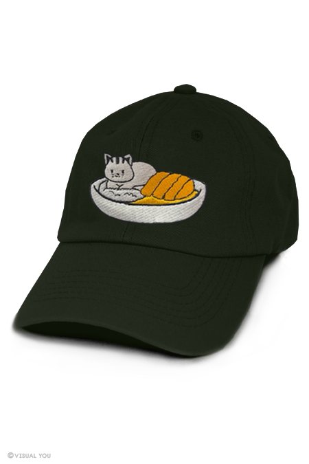 Catsu Curry Kitty Cat Embroidered Dad Cap