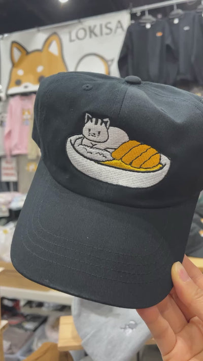 Catsu Curry Kitty Cat Embroidered Dad Cap