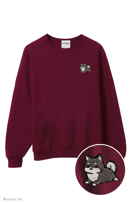 Chubby Sweatshirt Tubby Shiba Black Visual Inu Embroidered – You